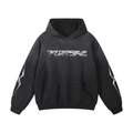 Black hoodie with a logo 3d chrome Parasite Label on a white background